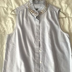 J Crew Tank with Rhinestone Collar Size 6